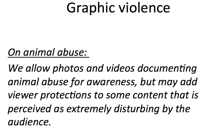 Facebook policy on showing images on animal abuse