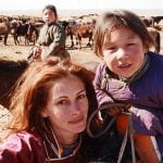 Julia Roberts with Mongolian girl and horses