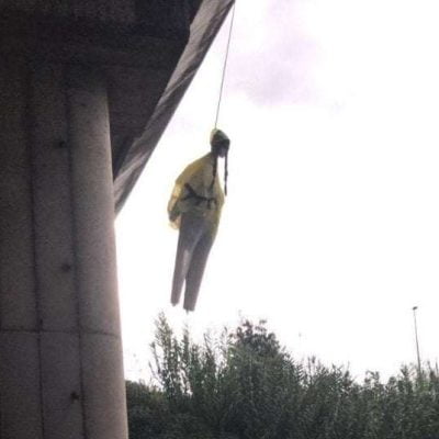 Hanging effigy of Greta Thurberg