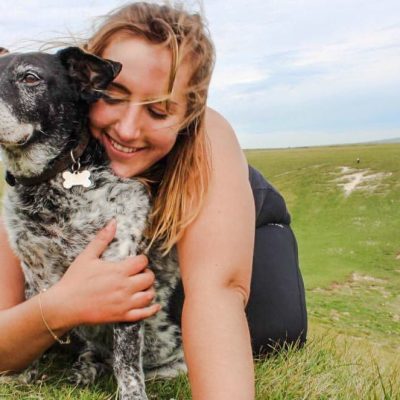 Spillo a lost dog with his owner Laura Bierer-Nielsen