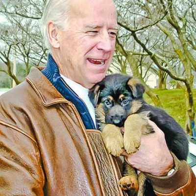 Joe Biden with one of his dogs
