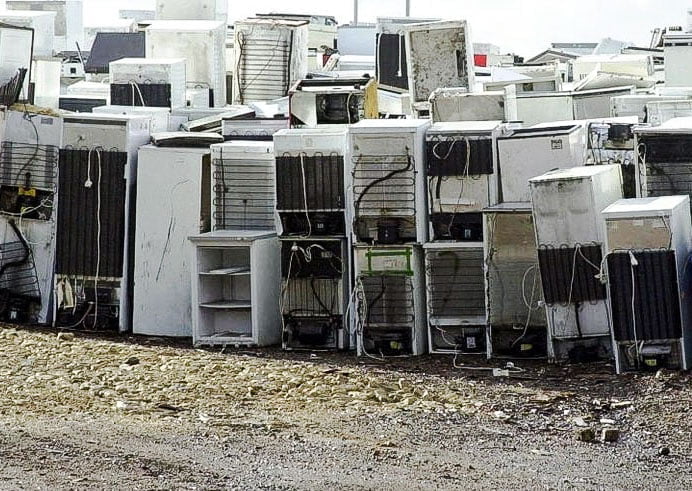 Discarded fridges, an example of human waste