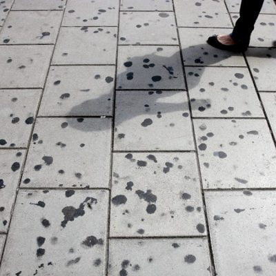 Chewing gum on ground