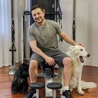 Zelensky and one of his dogs