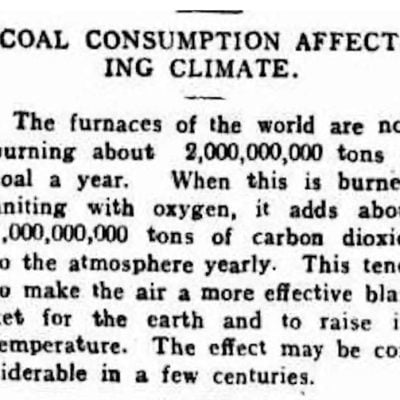 1912 news article on global warming