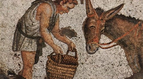 Donkey mosaic from Roman times